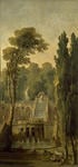 Hubert Robert - 景观与一个阳台和级联