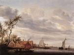Salomon Van Ruysdael - 河场景与农庄