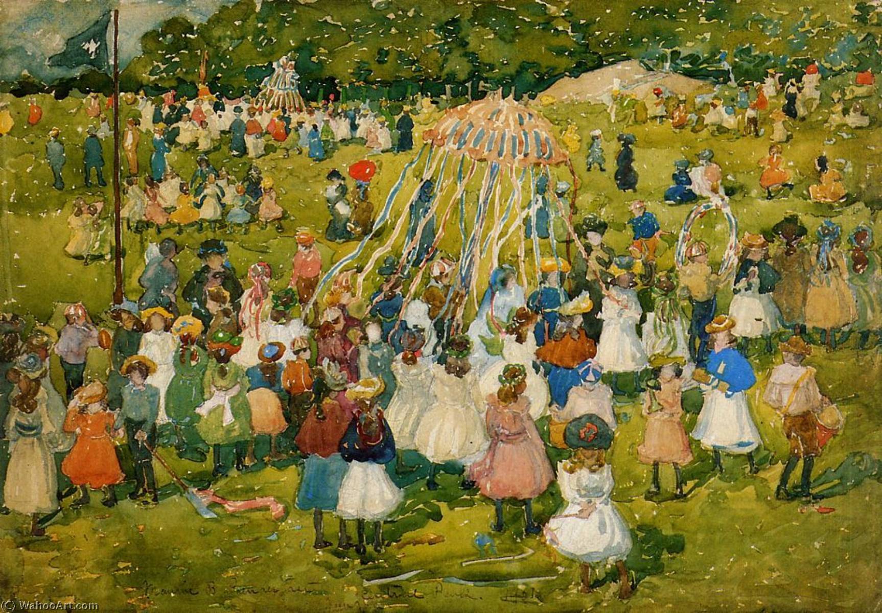 可能 一天, 中央 公园, 水彩 通过 maurice brazil prendergast (1858