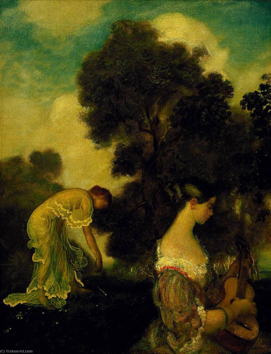 顺序手工油画晚祷1898通过arthurbowendavies18631928unitedstates