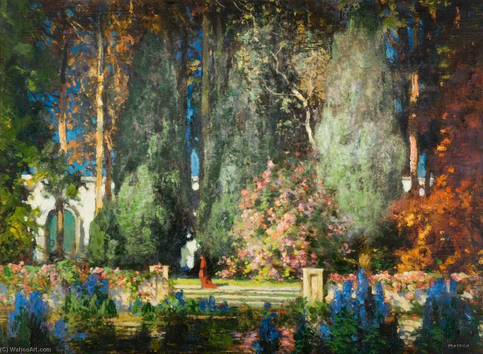 的cardinals 花园, 油画 通过 thomas edwin mostyn